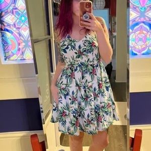 VACATION TROPICAL FLORAL FIT AND FLARE DRESS